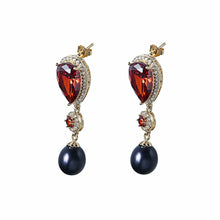 Load image into Gallery viewer, Crystal Palace Black Pearl Earrings - Orchira Pearl Jewellery