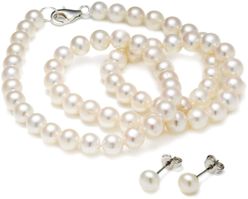 Eternal White Pearl Necklace and Earring Set - Orchira Pearl Jewellery