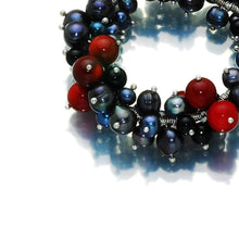 Load image into Gallery viewer, Fire In Dark Night Pearl With Coral And Onyx Bracelet - Orchira Pearl Jewellery
