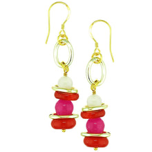 Load image into Gallery viewer, Peony Dynasty Coral And Gemstone Earrings - Orchira Pearl Jewellery