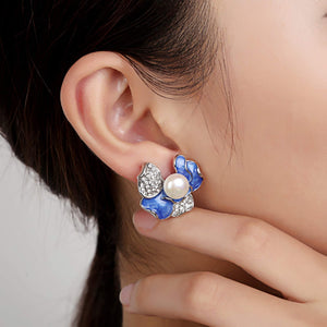 Summer Iris Pearl Earrings - Orchira Pearl Jewellery