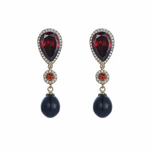 Crystal Palace Black Pearl Earrings - Orchira Pearl Jewellery