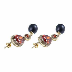 Crystal Palace Black Pearl Earrings - Orchira Pearl Jewellery