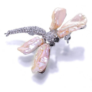 Dancing Dragonfly Peach Pearl Brooch And Pendant - Orchira Pearl Jewellery