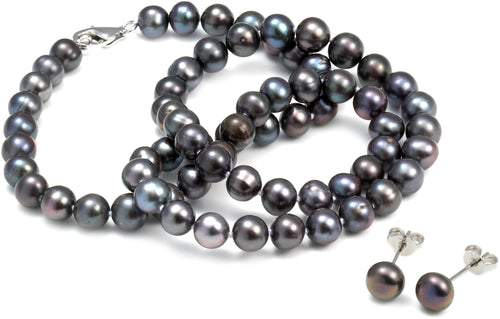 Eternal Black Pearl Necklace and Earring Set - Orchira Pearl Jewellery