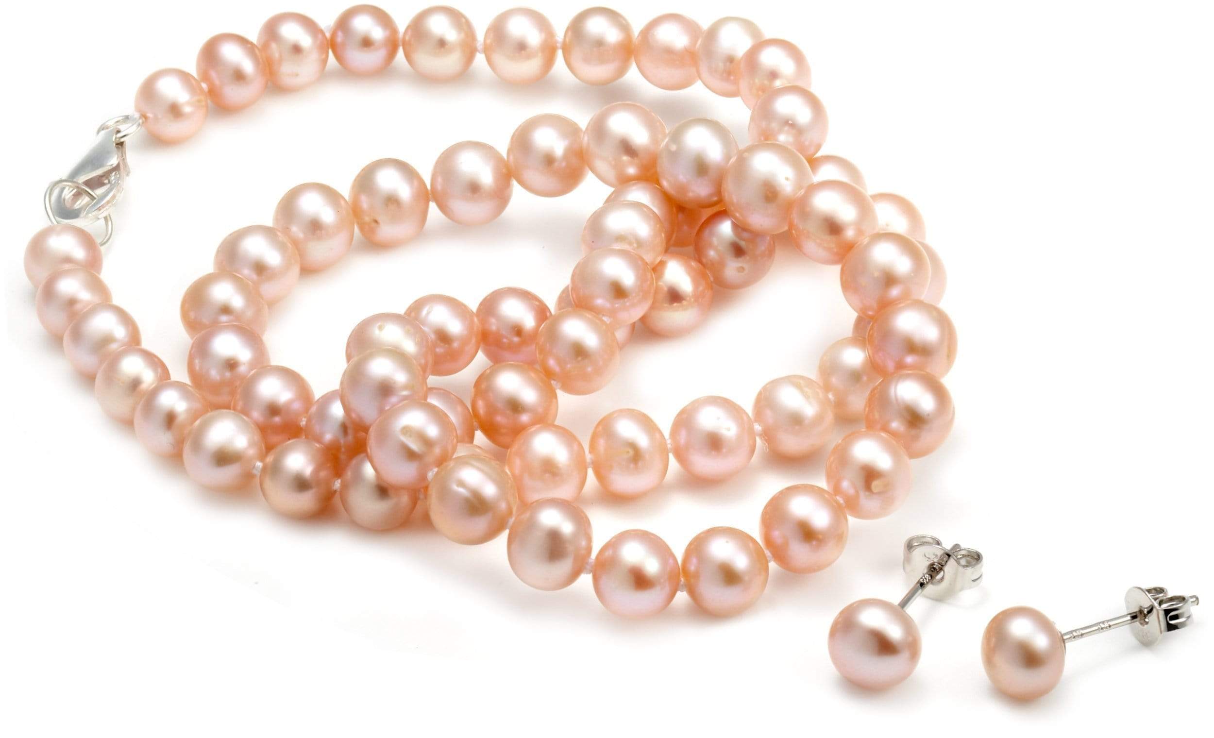 White Pearl rose gold Necklace Set