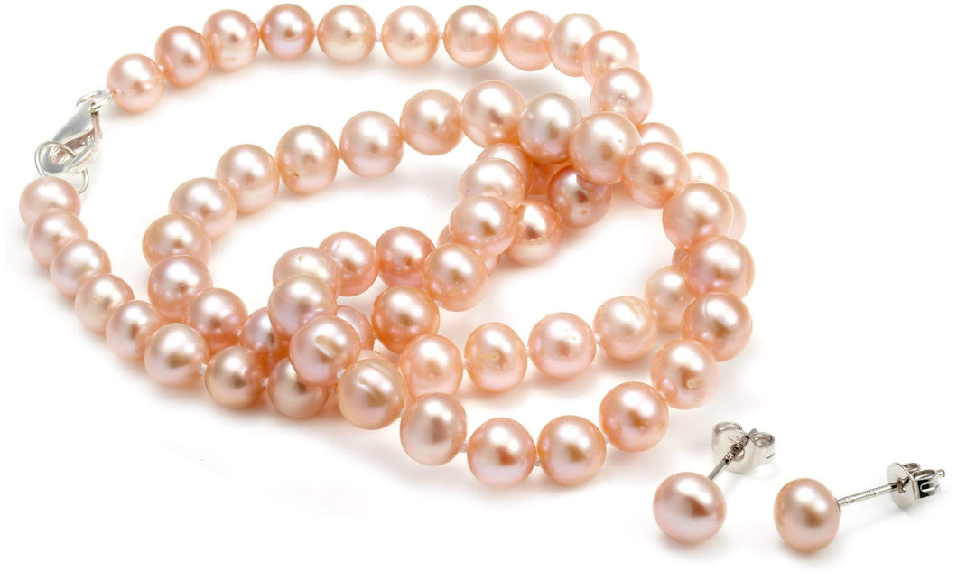 Eternal Pink Pearl Necklace and Earring Set - Orchira Pearl Jewellery