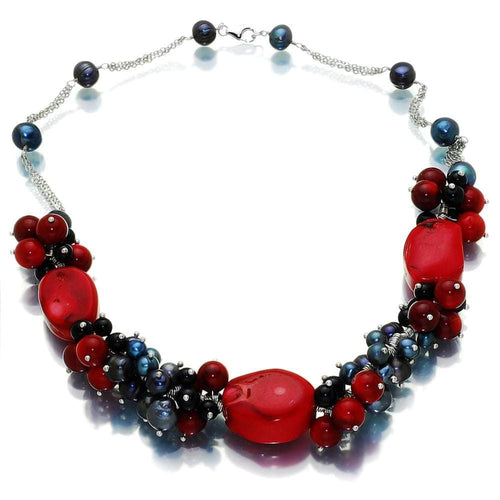 Fire In Dark Night Pearl And Coral Necklace - Orchira Pearl Jewellery