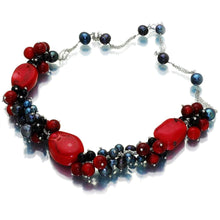 Load image into Gallery viewer, Fire In Dark Night Pearl And Coral Necklace - Orchira Pearl Jewellery
