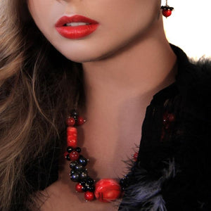 Fire In Dark Night Pearl Jewellery Set - Orchira Pearl Jewellery