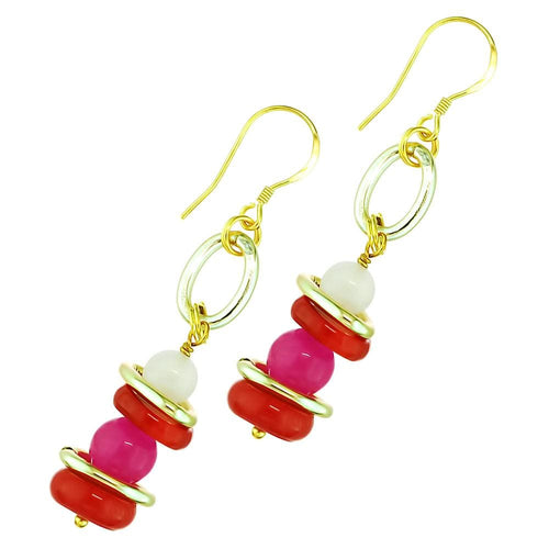 Peony Dynasty Coral And Gemstone Earrings - Orchira Pearl Jewellery