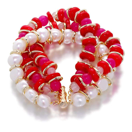 Peony Dynasty Pearl And Gemstone Bracelet - Orchira Pearl Jewellery