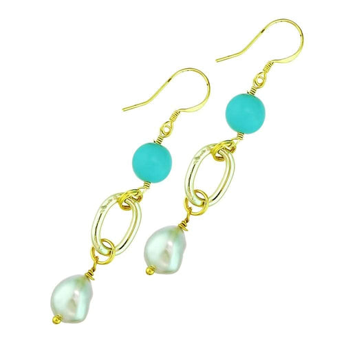 Plage De Marseille Pearl And Gemstone Earrings - Orchira Pearl Jewellery
