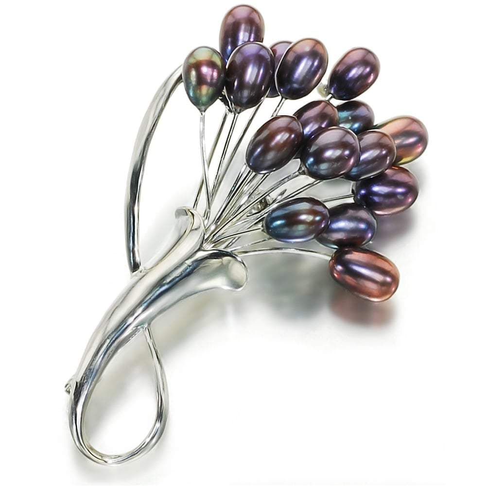 That Bunch Of Flowers Black Pearl Brooch - Orchira Pearl Jewellery