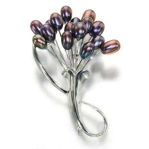 That Bunch Of Flowers Black Pearl Brooch - Orchira Pearl Jewellery